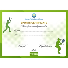 School Sports Award Certificate Tennis A4 Size | Use on Laser Printer